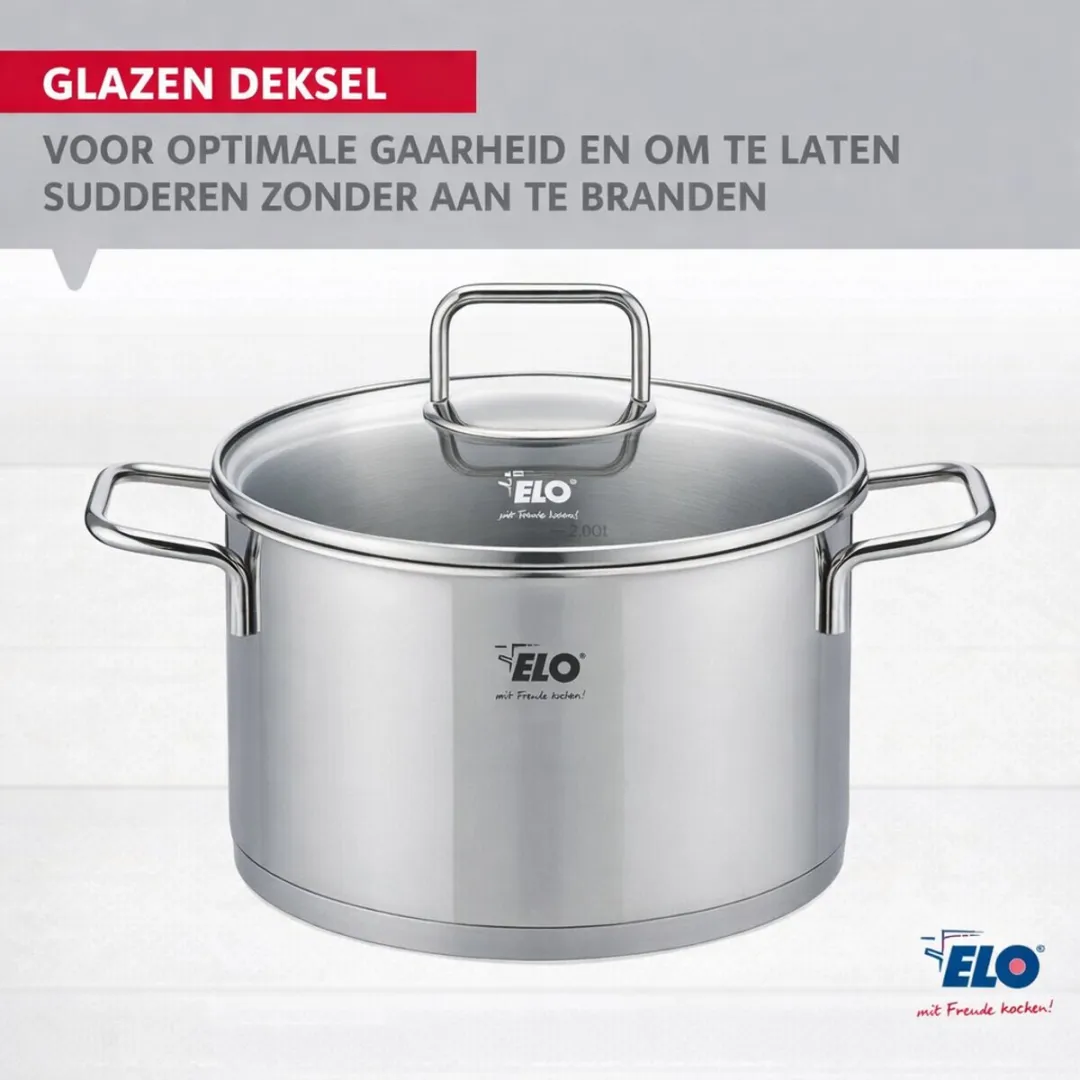 Fackelmann Elo 7242026 Pan 20cm RVS - 3,4L - Glazen deksel