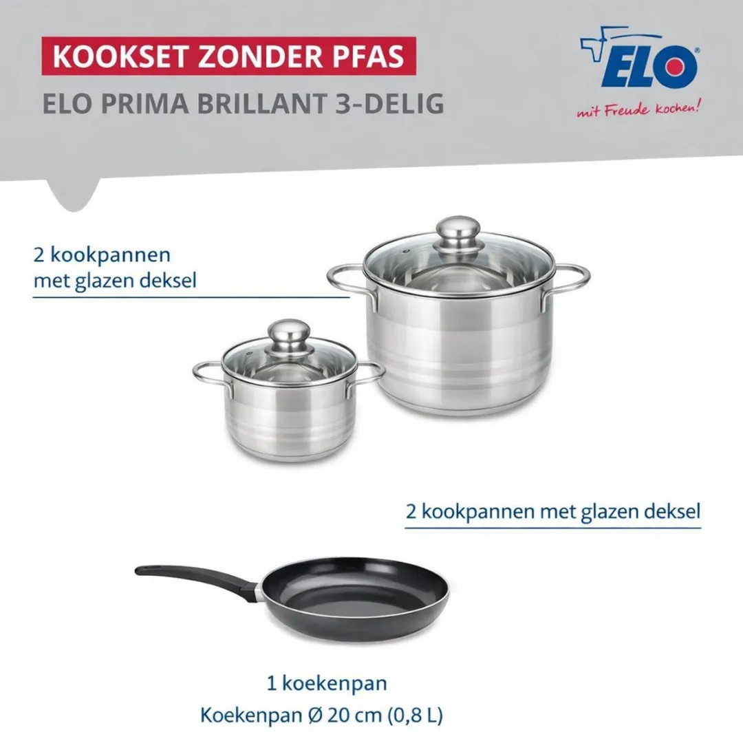 Fackelmann ELO 9710450 Keukengerei Set - 3-delig 20/14/16cm - Roestvrij staal