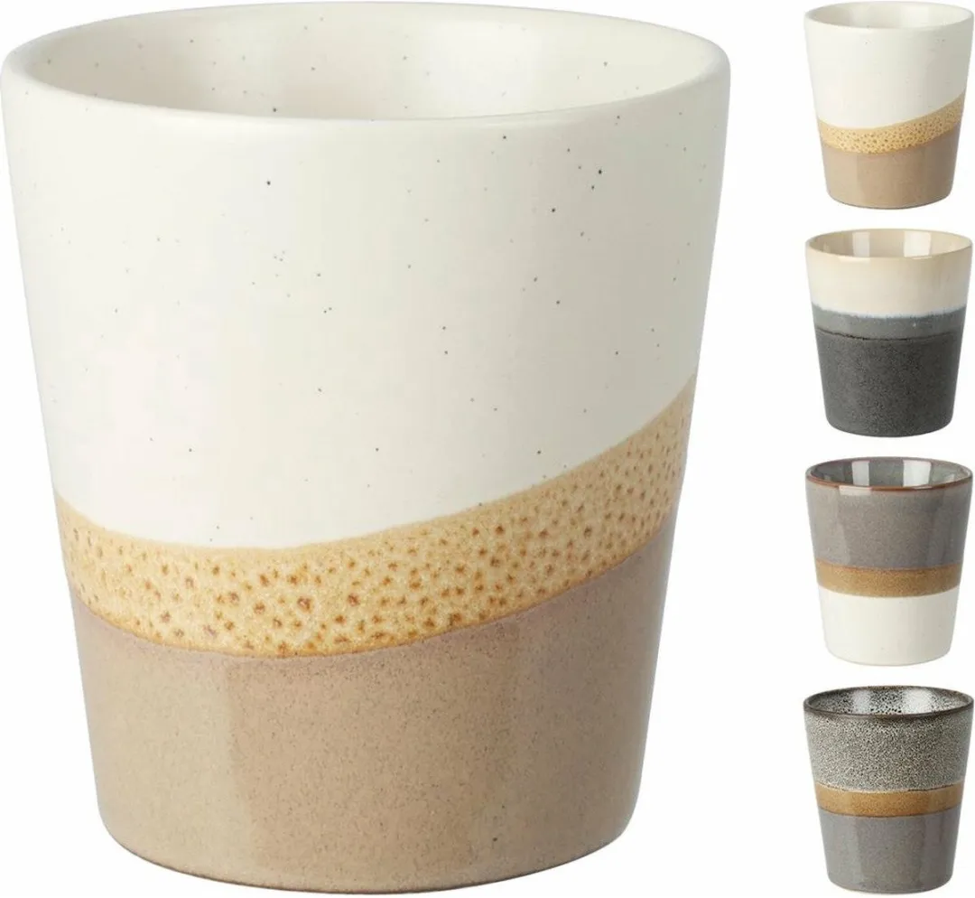 Excellent Houseware Siaki Koffiemok - 8 Stuks - Steen - 200ml