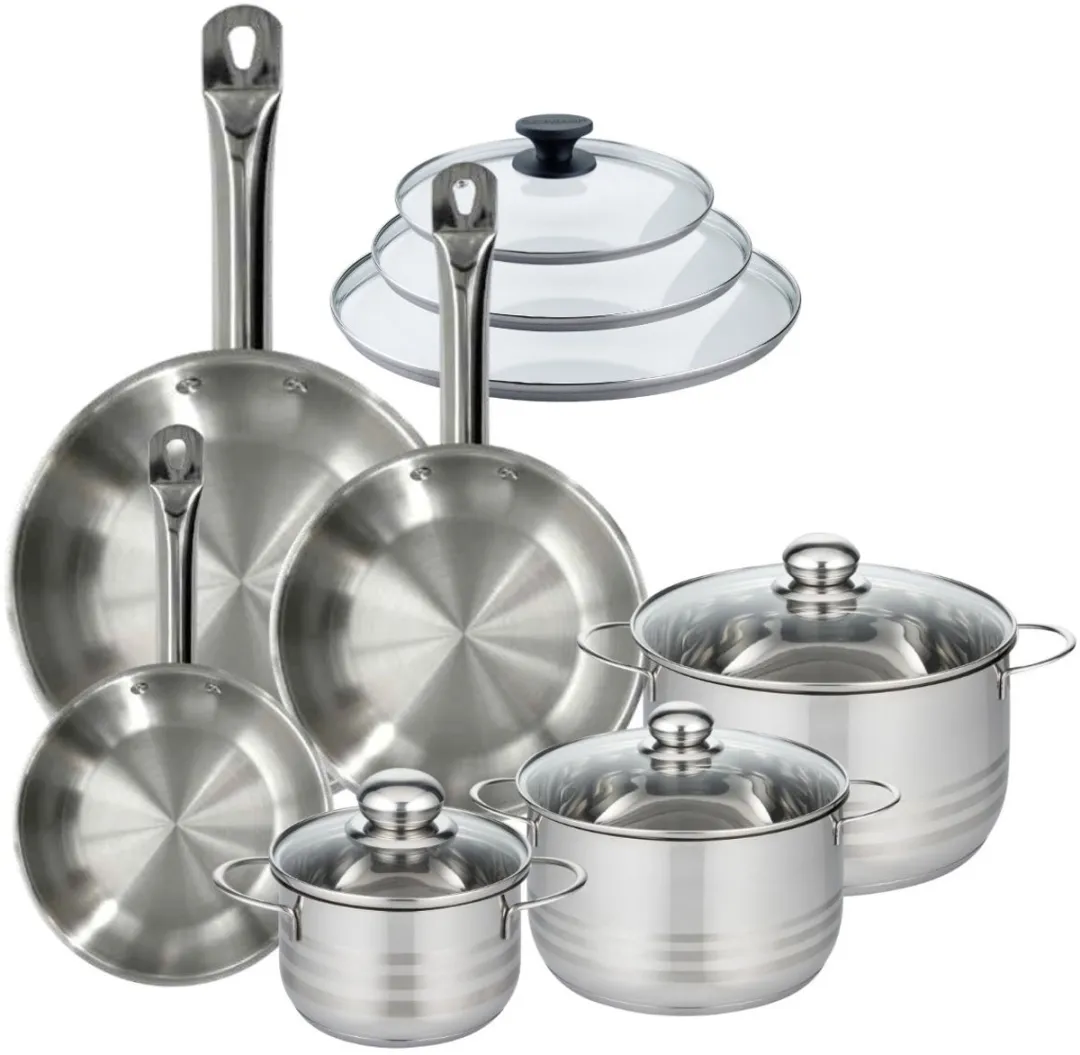 Fackelmann 9351950 Roestvrijstalen Pannen Set 20/24/28cm - 3 Stuks