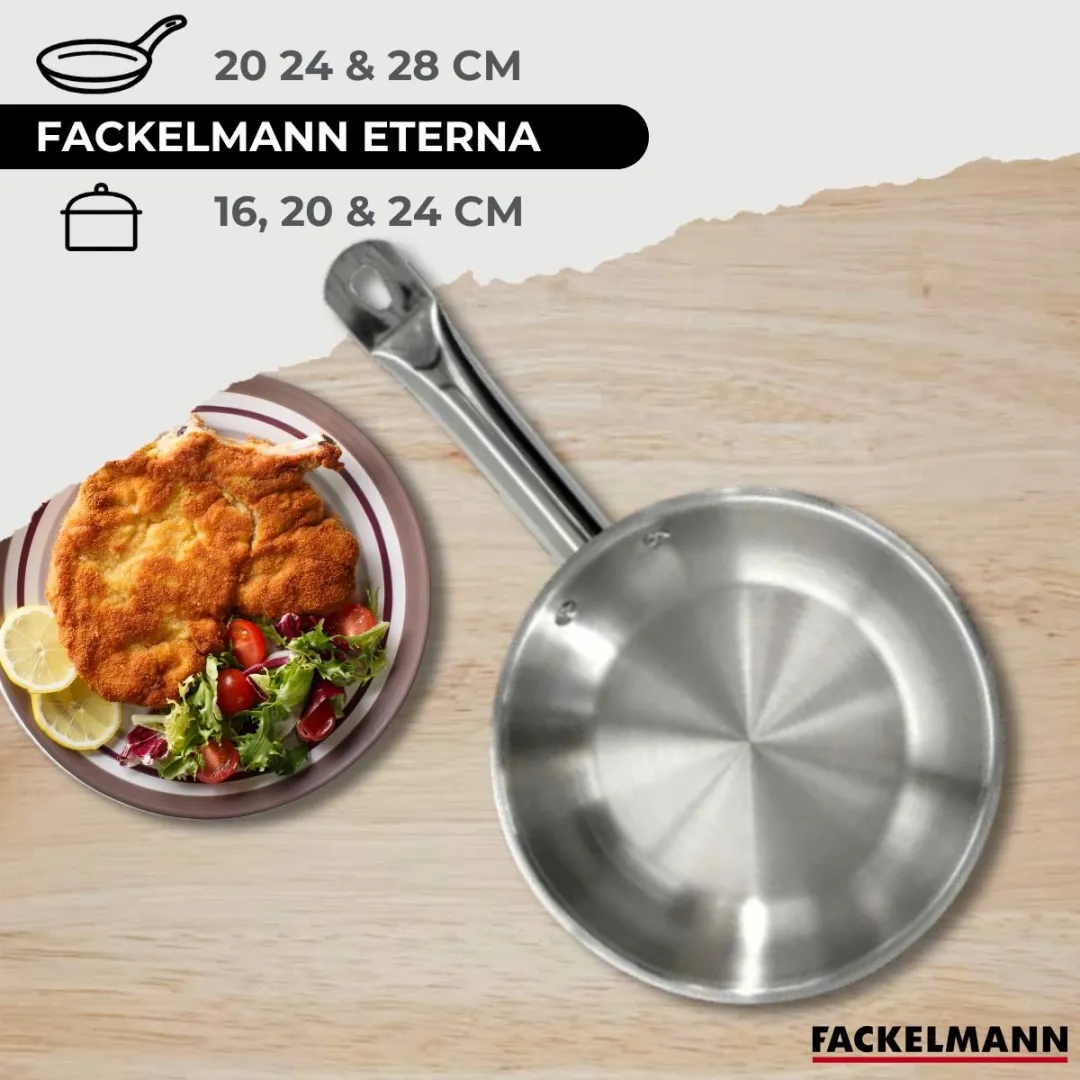 Fackelmann 9351950 Roestvrijstalen Pannen Set 20/24/28cm - 3 Stuks