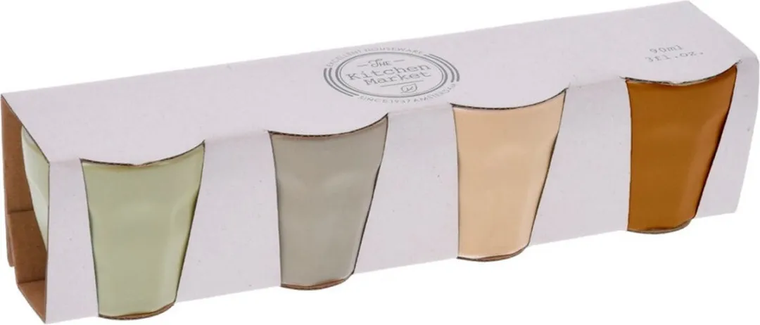 Excellent Houseware Earth Colours Espressokopjes - 4 Stuks - 90ml