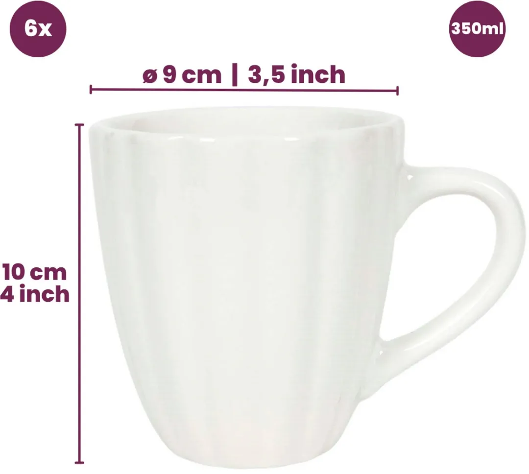 Cookinglife Mok Cardida Off White 350ml - 6 Stuks