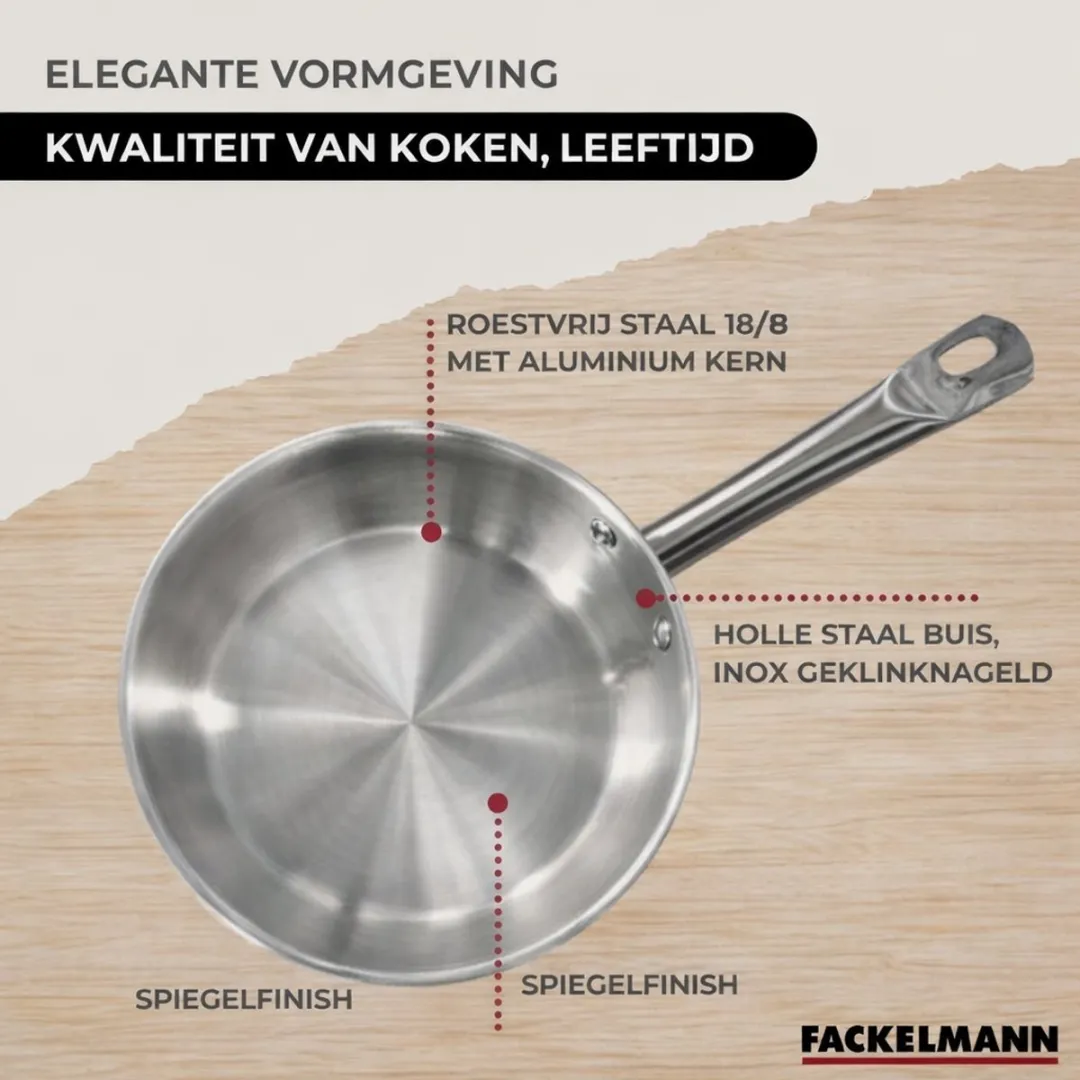 Fackelmann Etherna 9200350B88 Kookset - 3 Potten & 2 Pannen - Roestvrij staal