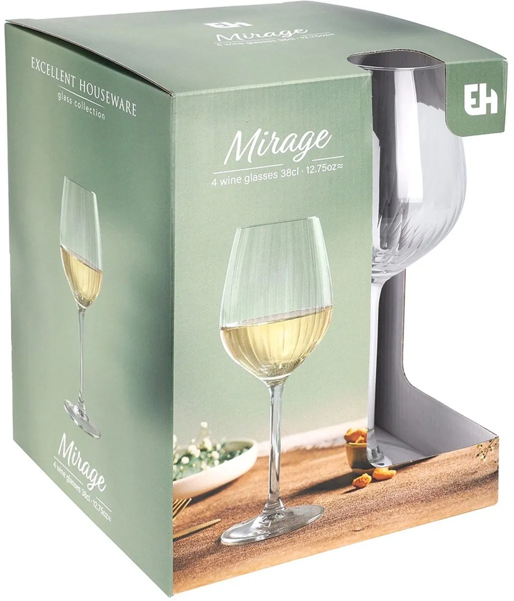 Excellent Houseware Wijnglazen 380ml - 4 Stuks