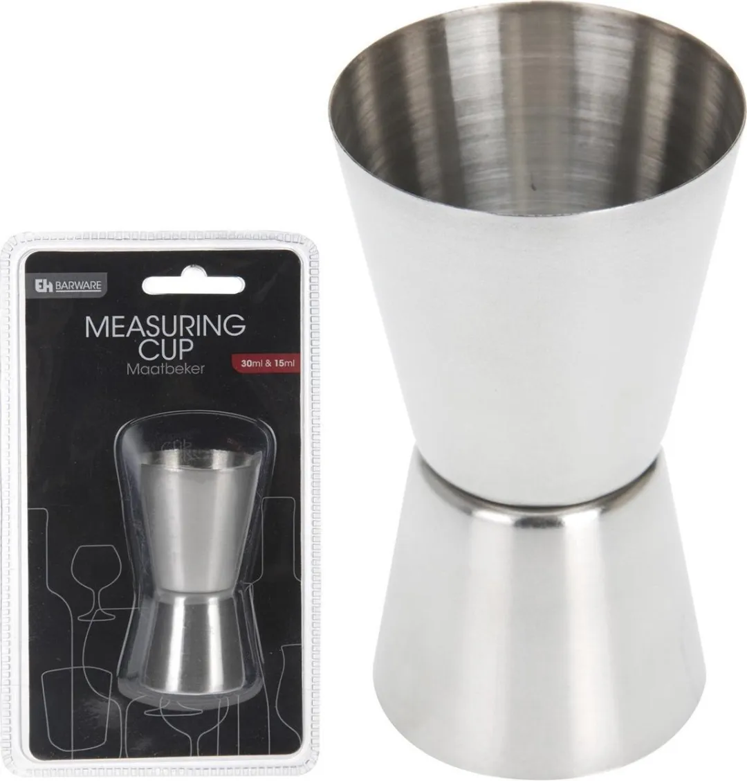 Excellent Houseware Jigger Maatbeker RVS 15/30ml - Zilver