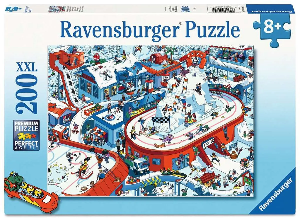 Ravensburger Drukte in het Winterdorp Kinderpuzzel 200 Stuks