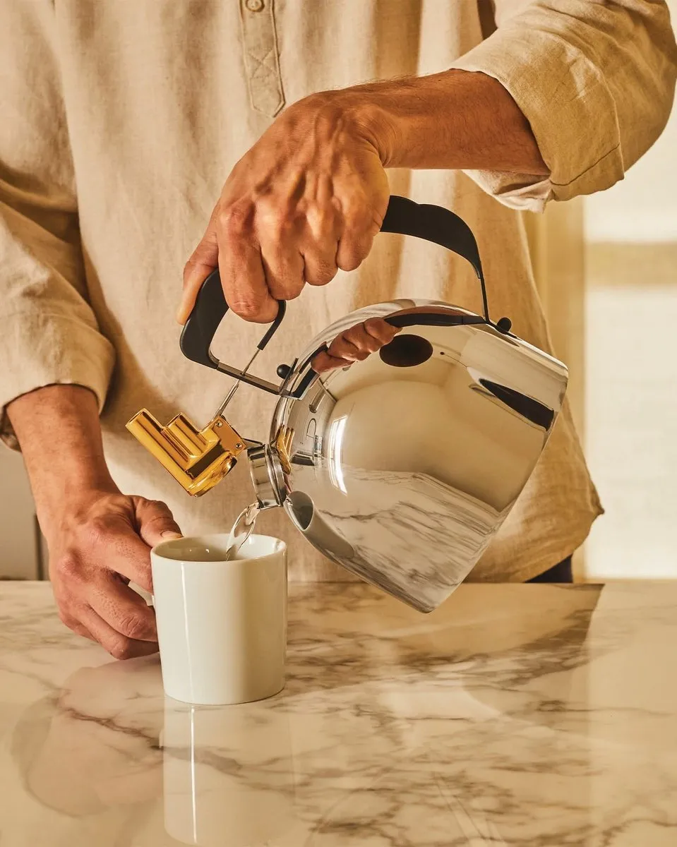 Alessi Fluitketel met koperen fluit en stalen bodem