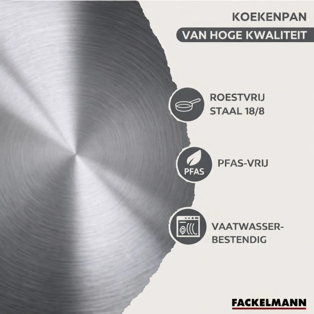 Fackelmann 9354550B88 Kookset - 2 Pannen 20/24cm + 3 Potten 16/20/24cm - Roestvrij staal