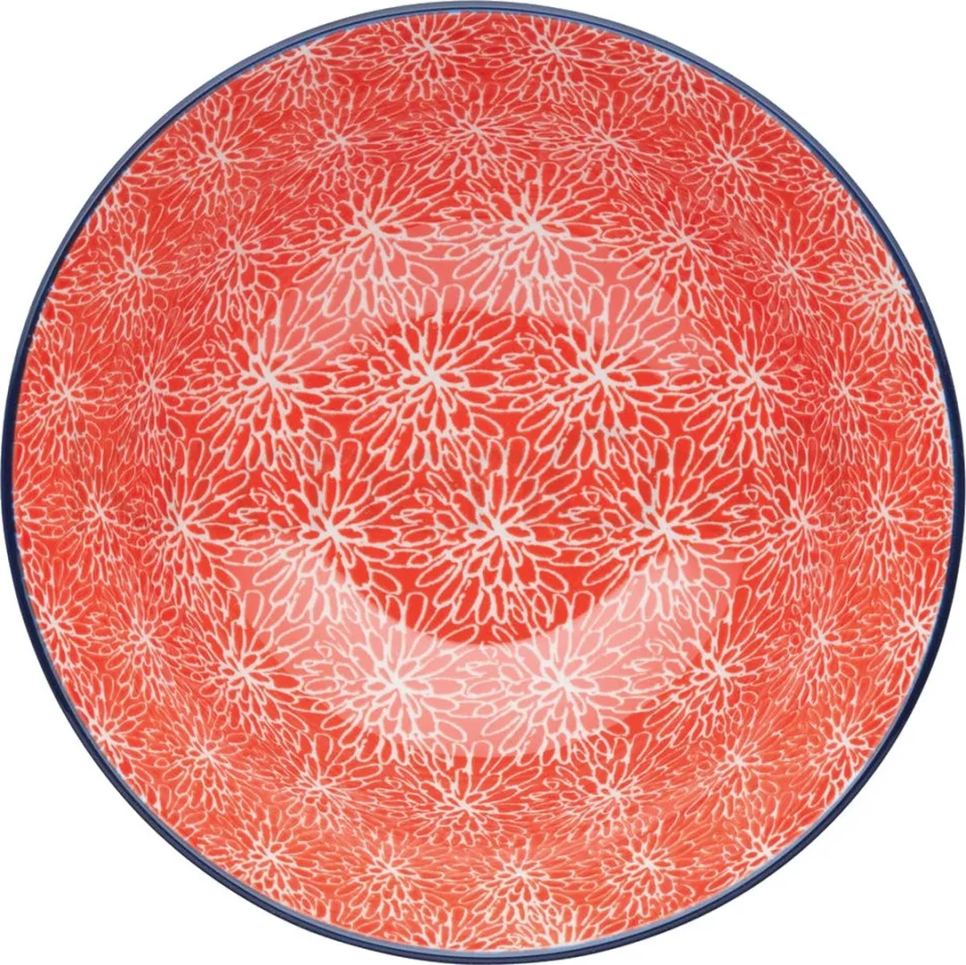 KitchenCraft Floral Kom Keramiek 15,5cm - Koraalrood - afbeelding 2 van 2