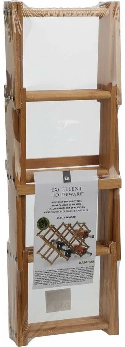 Excellent Houseware Flessenrek 784230710 Bamboe - 10 Wijnflessen - Multicolor - afbeelding 2 van 2