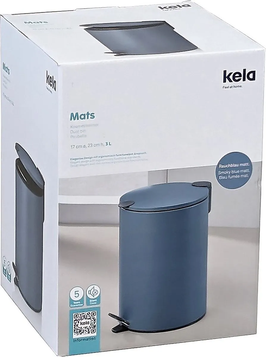Kela Pedaal Afvalemmer 3L - Rookblauw KE 236099