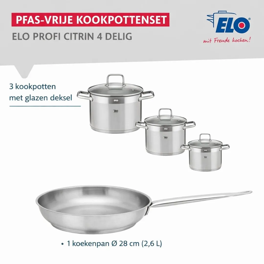 Fackelmann Elo Profi Keukengerei Set 4-delig - 28/16/14/12cm Roestvrij staal