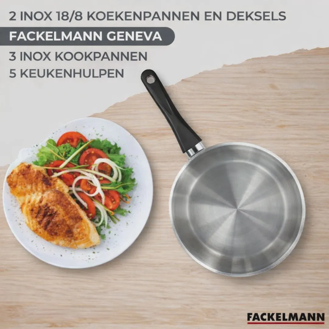 Fackelmann Geneva Roestvrijstalen Pannen & Potten Set 20/24cm - 5 Stuks