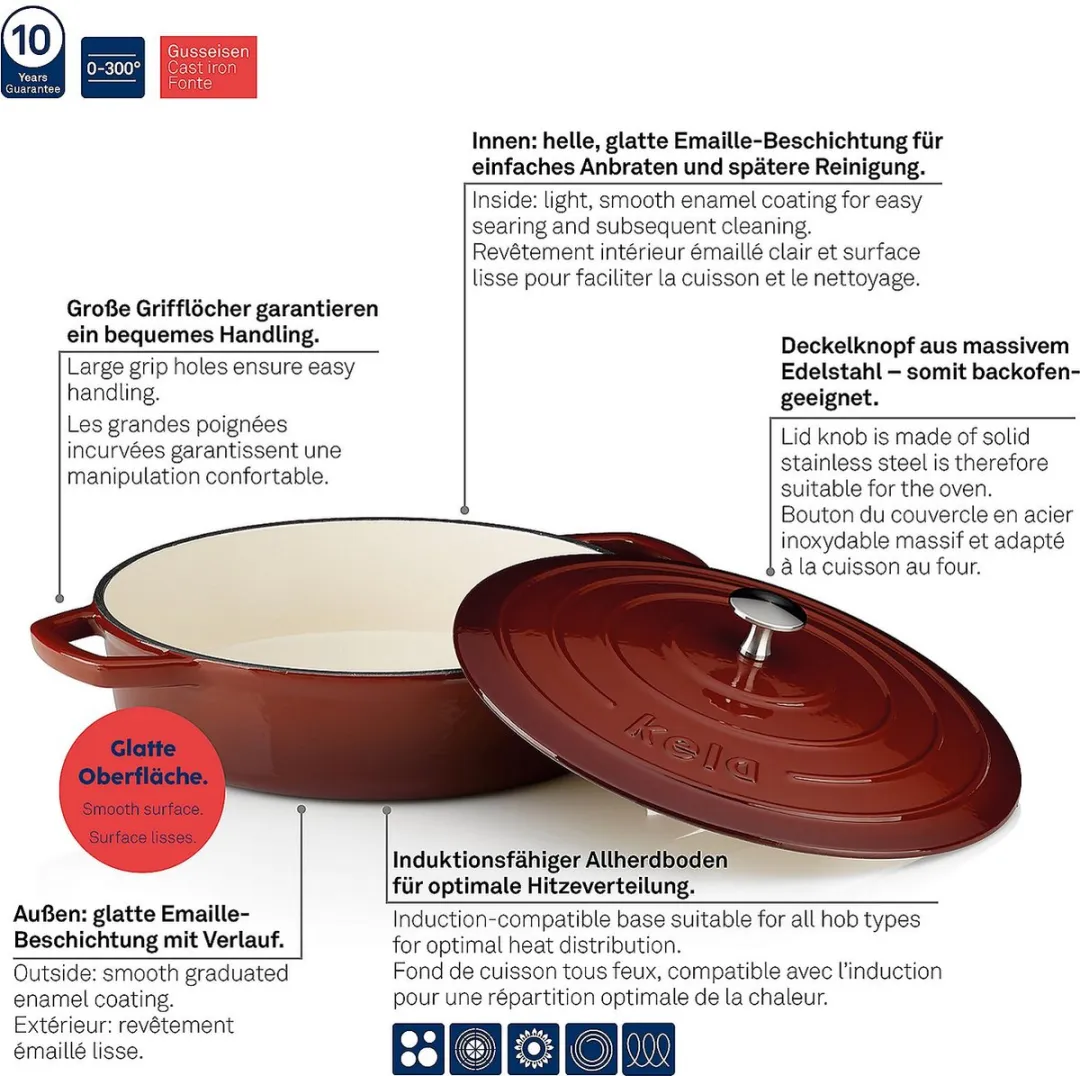 Kela Gietijzeren Braadpan 28cm - Rood