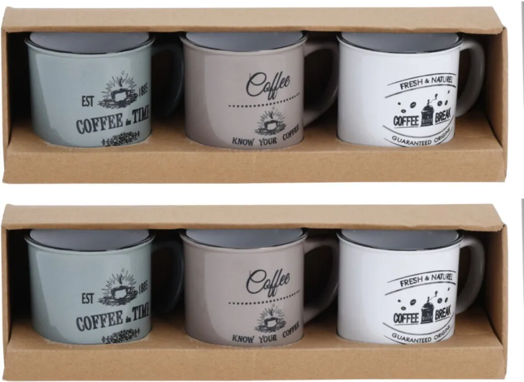 Excellent Houseware Koffiemok Cosy - 6 Stuks - 330ml - Keramiek