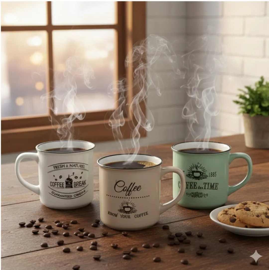 Excellent Houseware Koffiemok Cosy - 6 Stuks - 330ml - Keramiek