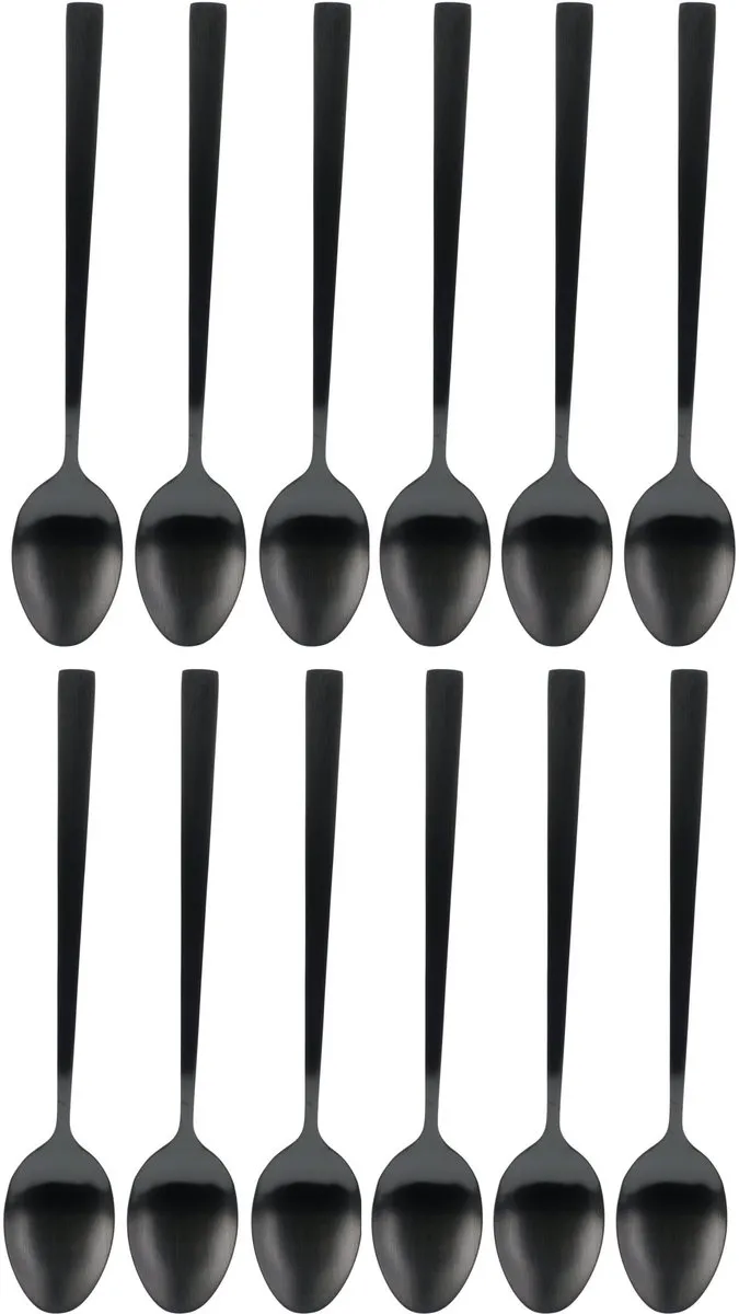 Excellent Houseware Dessertlepels 12 Stuks - Zwart - 18cm