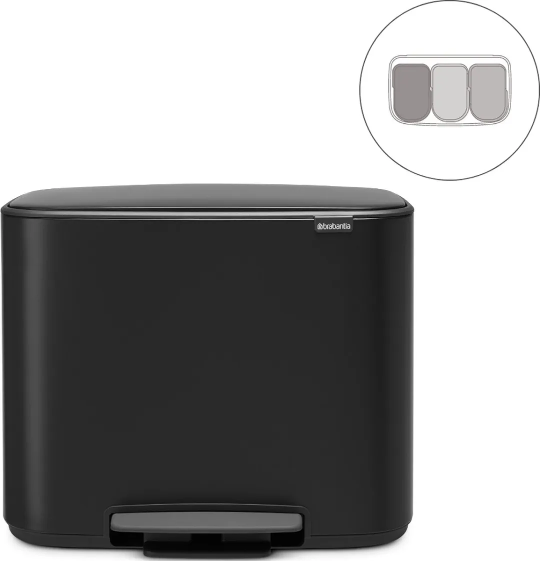 Brabantia Bo Prullenbak 3x11L Matt Black