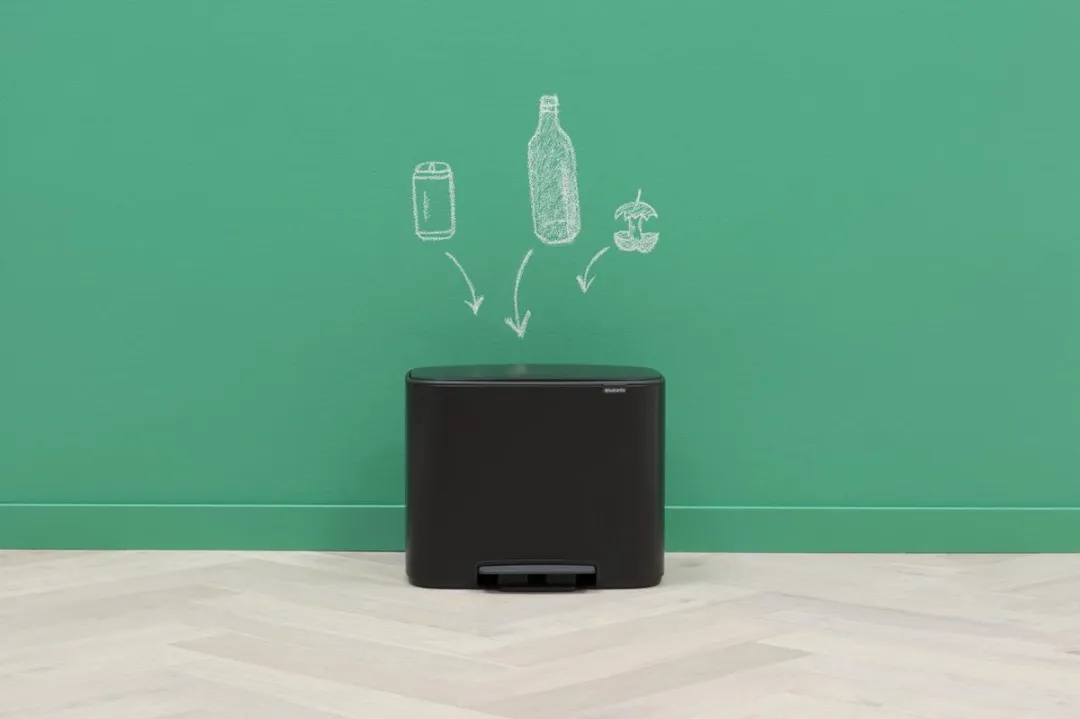 Brabantia Bo Prullenbak 3x11L Matt Black - 33L - afbeelding 6 van 6