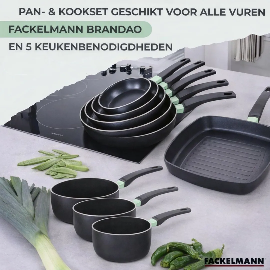 Fackelmann Brandao Roestvrijstalen Pannen Set 16/18/20cm - 5 Stuks