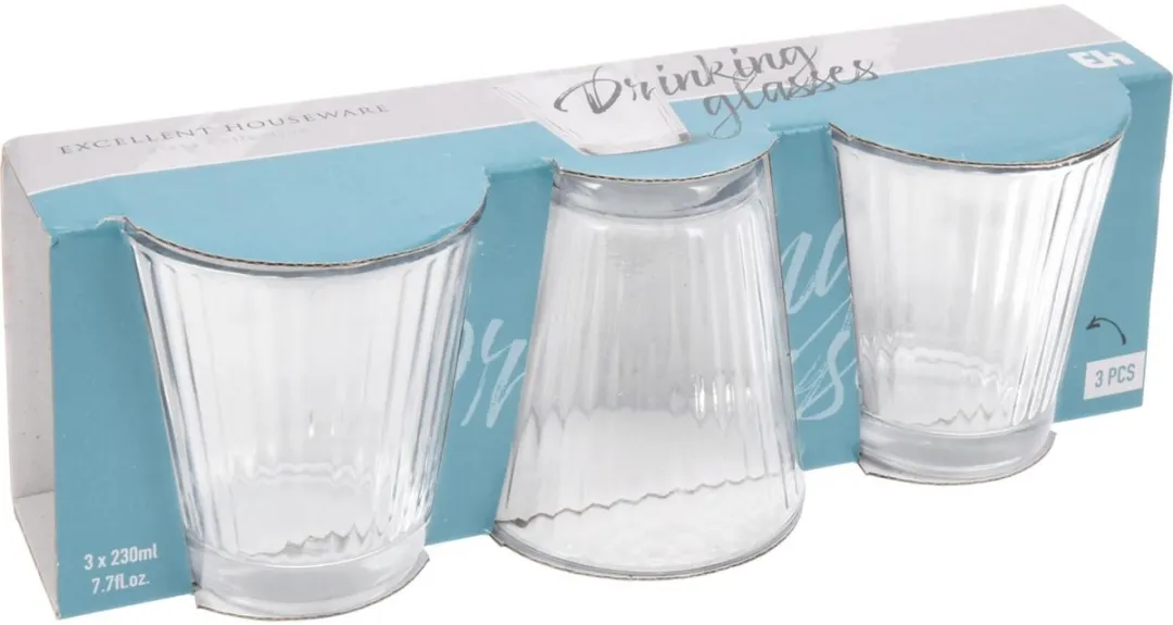 Excellent Houseware Drinkglazenset 230ml - 4 Stuks