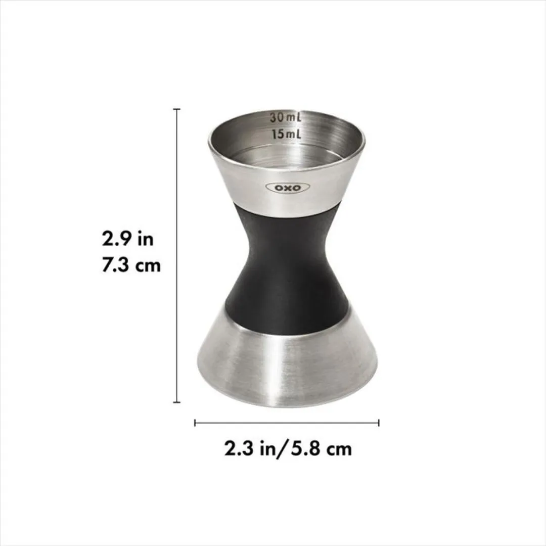 OXO SteeL Jigger - 50ml - Tweezijdig - Grijs/Zwart