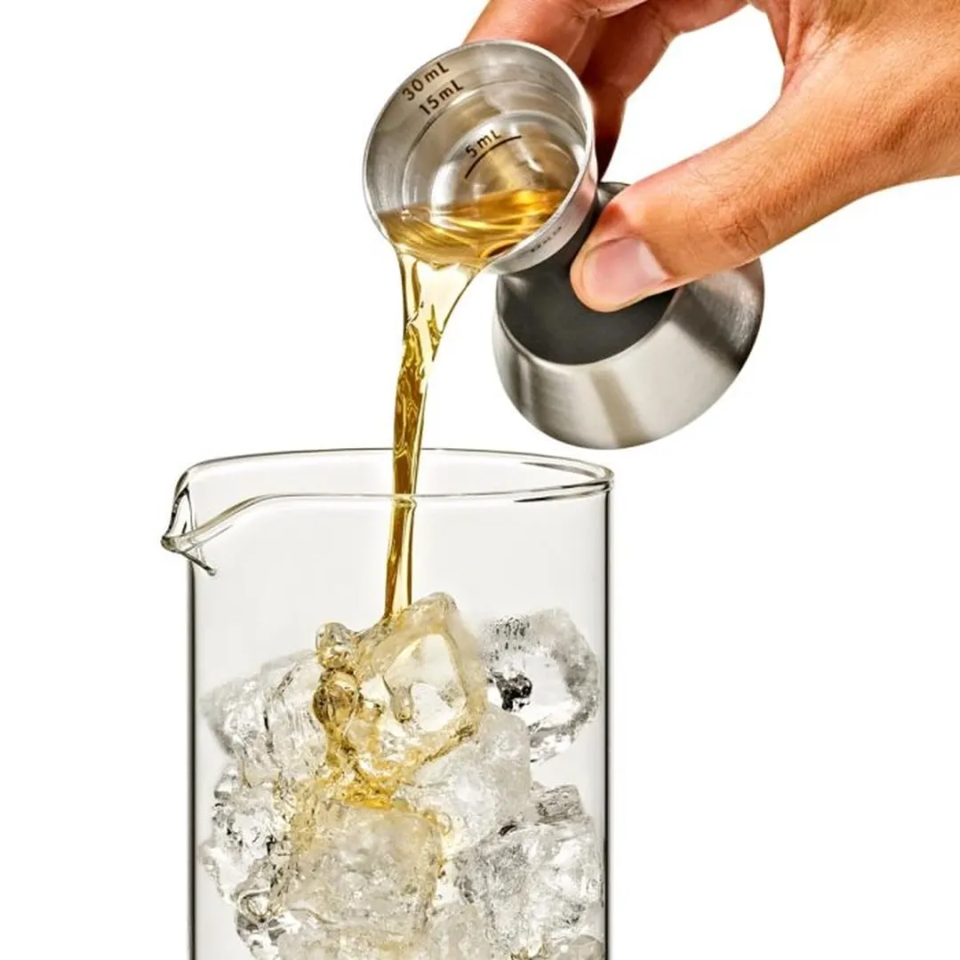 OXO SteeL Jigger - 50ml - Tweezijdig - Grijs/Zwart