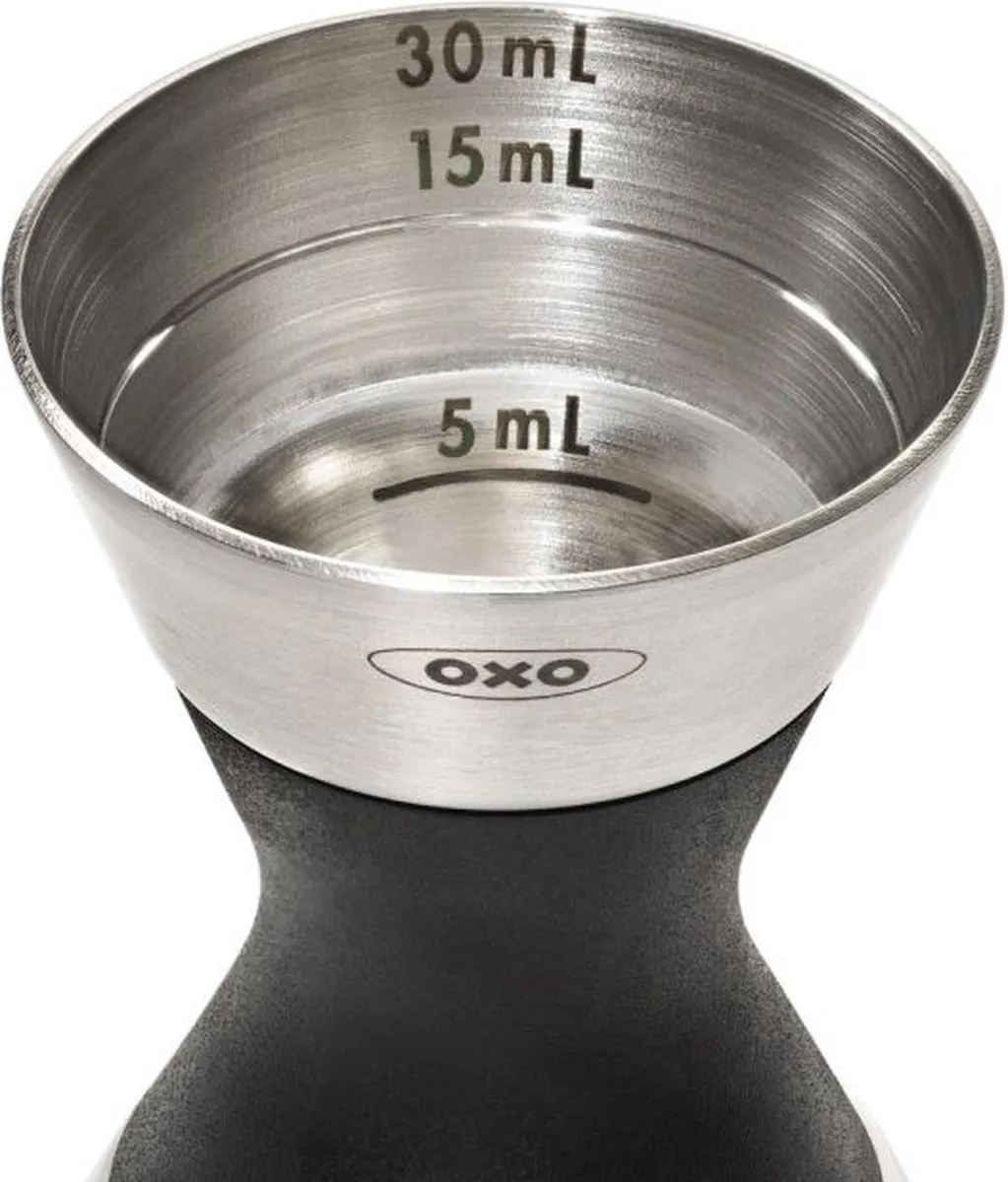 OXO SteeL Jigger - 50ml - Tweezijdig - Grijs/Zwart