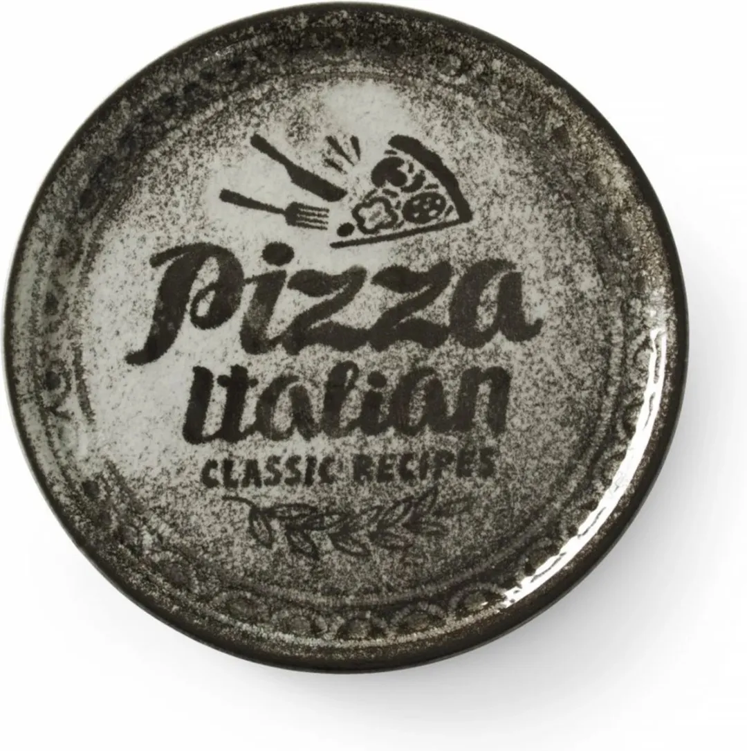 HENDI Pizzabord Ø33cm - Zwart - Geglazuurd porselein