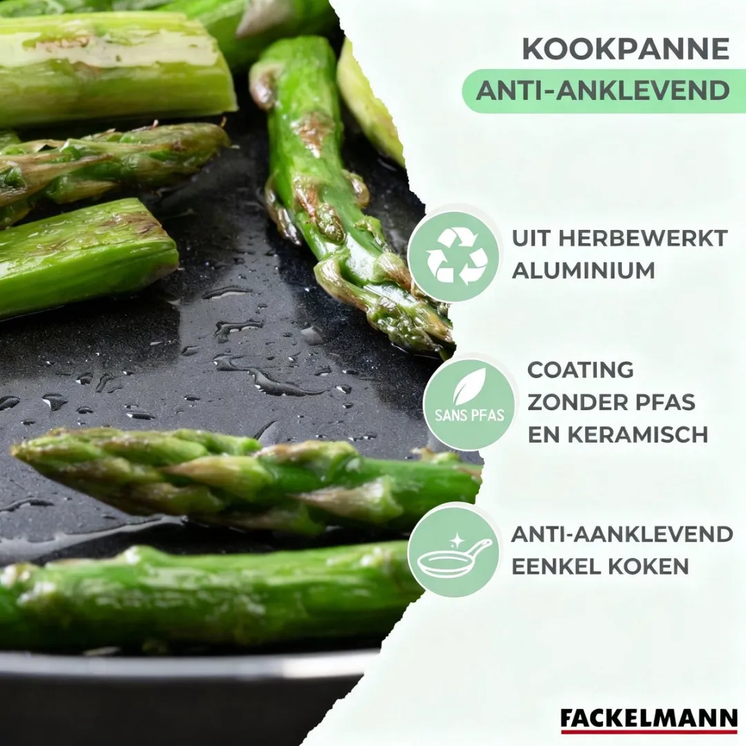 Fackelmann Anti-Aanbakpan Set 4-delig - 16/20/24/28cm - Keramisch - Zwart/ Groen