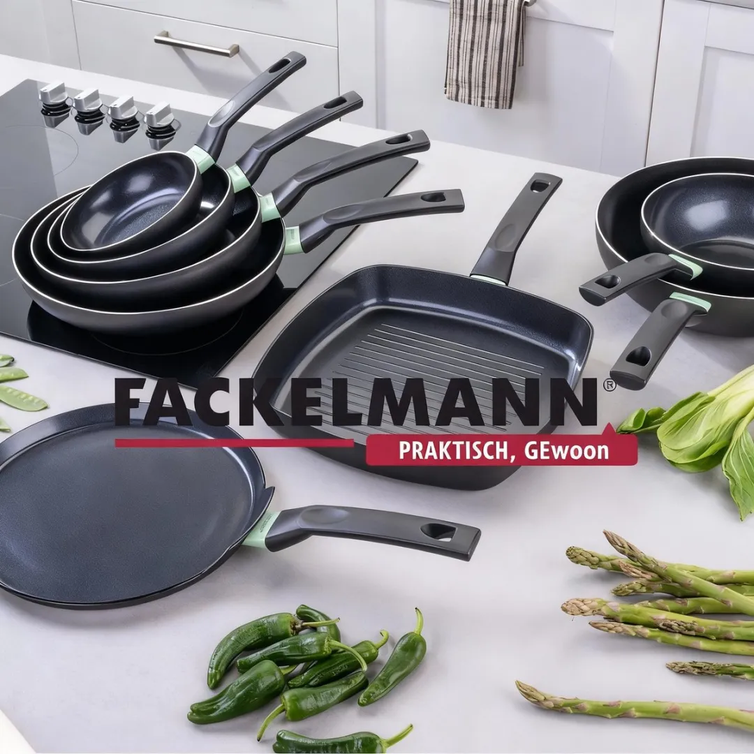 Fackelmann Anti-Aanbakpan Set 4-delig - 16/20/24/28cm - Keramisch - Zwart/ Groen