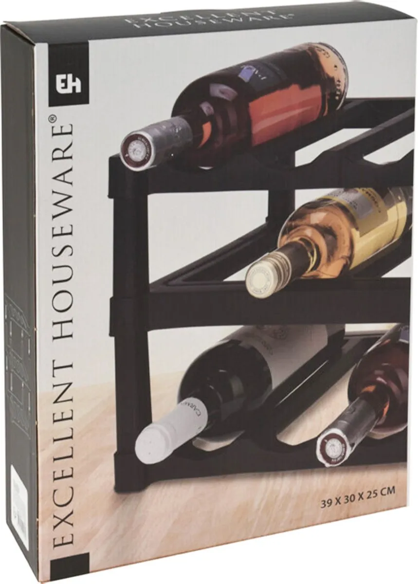 Excellent Houseware Wijnrek Zwart - 24 Flessen