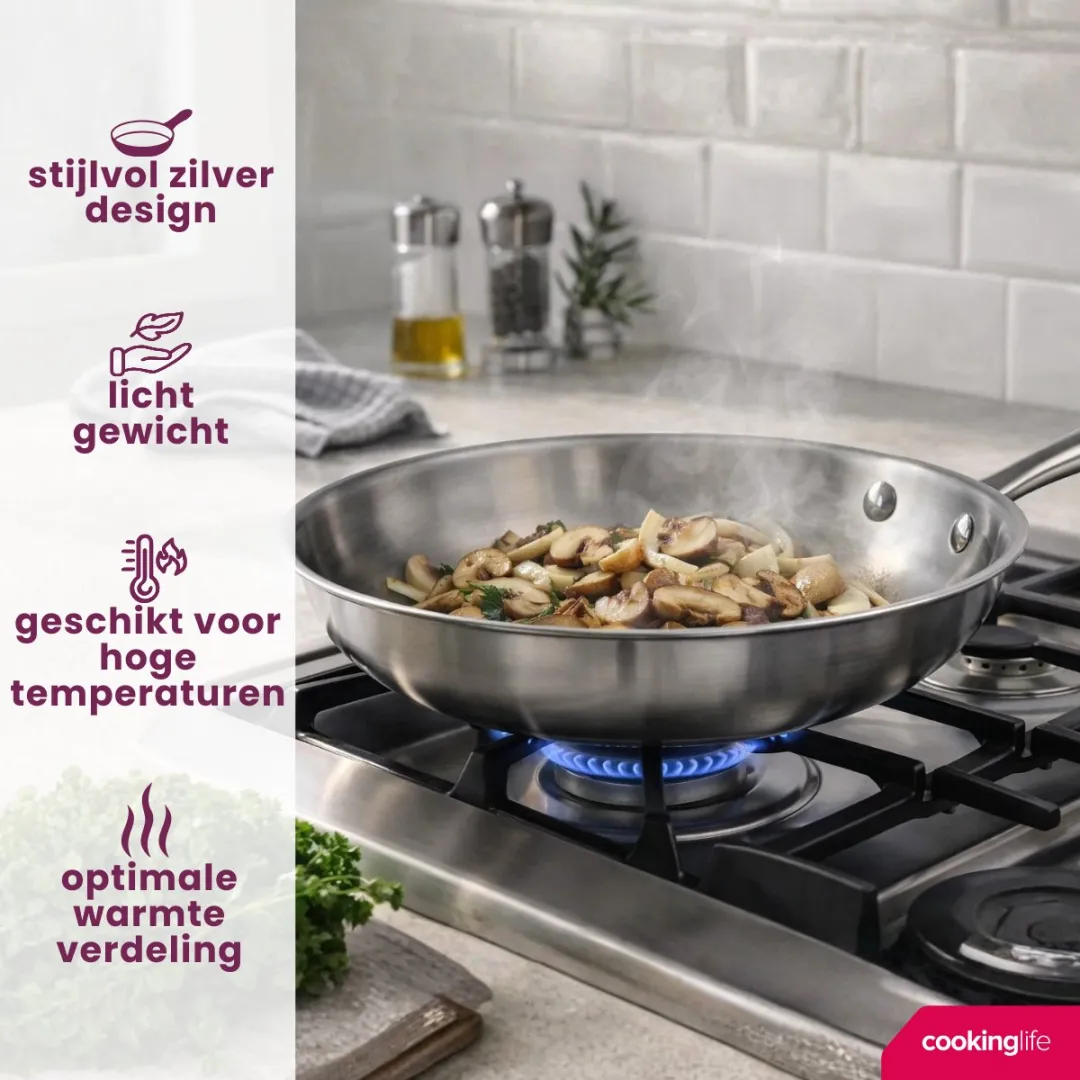 Cookinglife Superior Koekenpannenset Triply RVS 24 & 28 cm - 2-delig