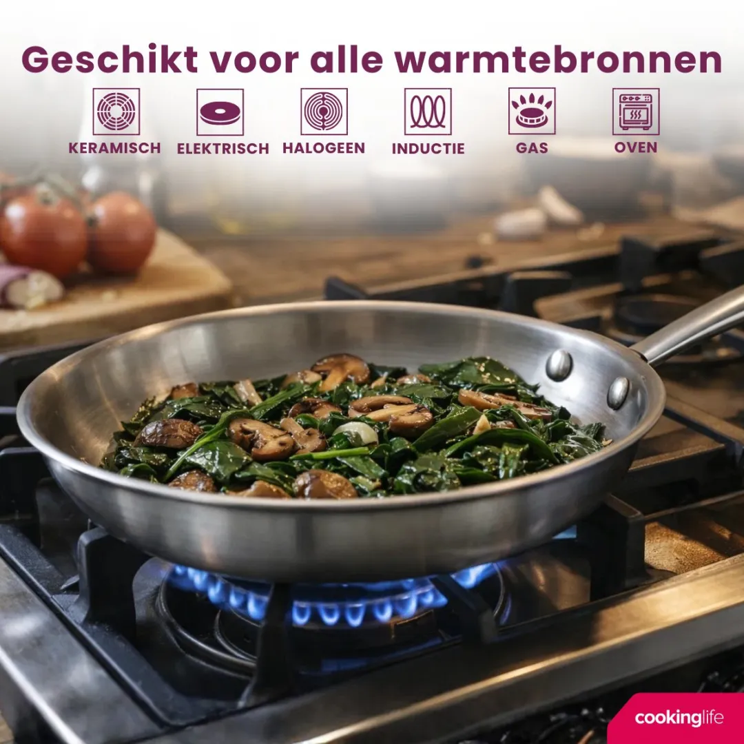 Cookinglife Superior Koekenpannenset Triply RVS 24 & 28 cm - 2-delig