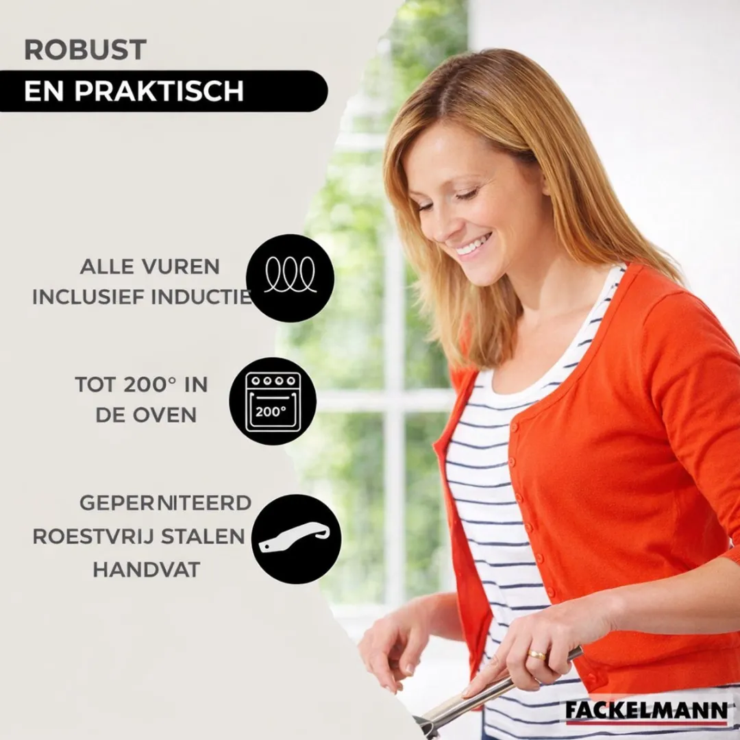 Fackelmann Set van 2 Pannen 20cm & 24cm - Roestvrijstaal