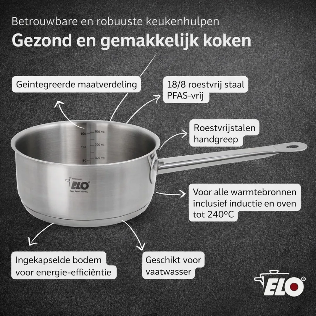 Fackelmann Elo 2432026 Kookpan 20cm - Roestvrij staal