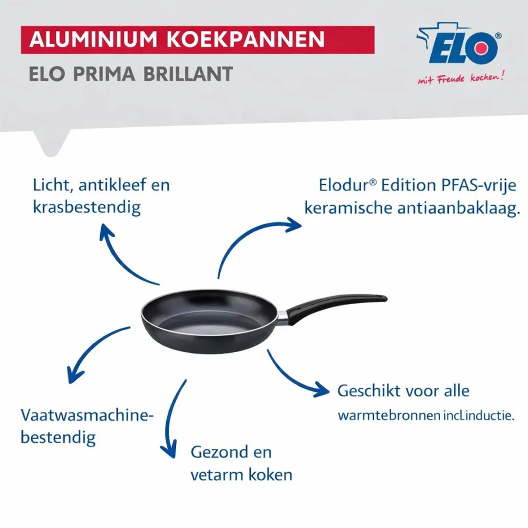 Fackelmann Elo Prima Keukengerei Set 4-delig - 20/24/32cm + 16cm Braadpan - Roestvrij staal