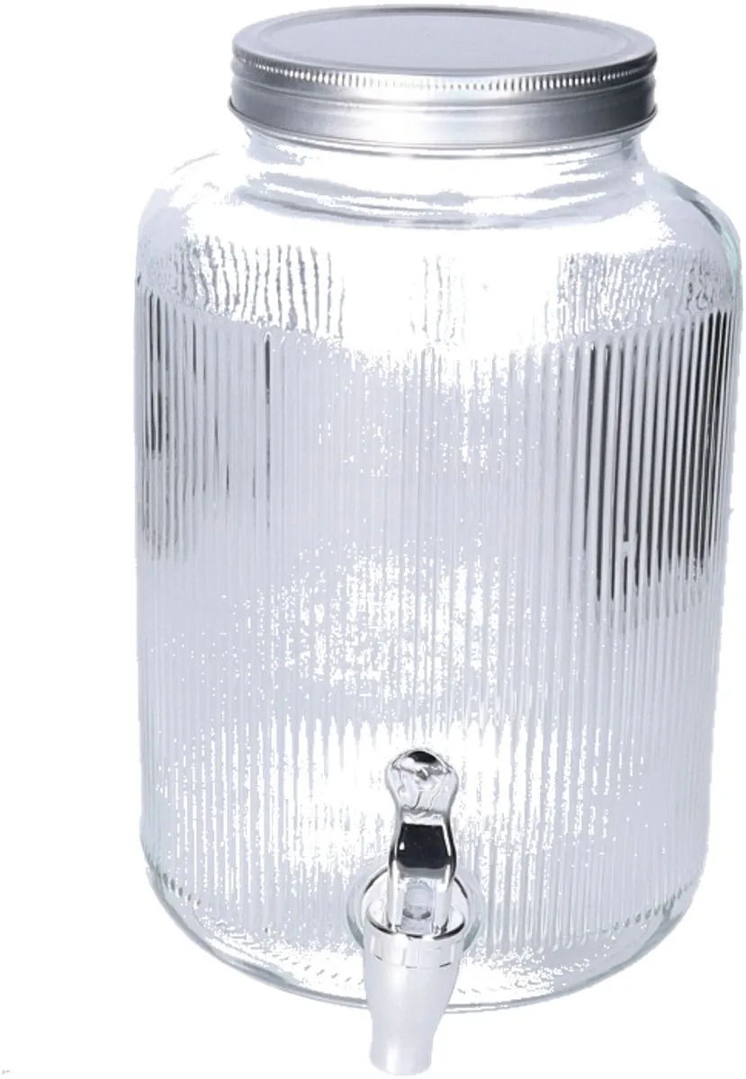 Excellent Houseware Drankdispenser 4L - Glas - Zilver - 25x16cm