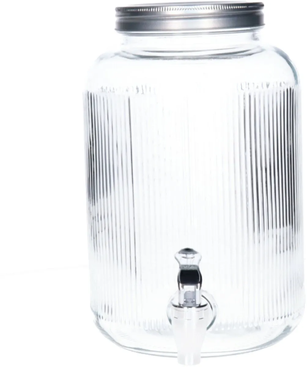Excellent Houseware Drankdispenser 4L - Glas - Zilver - 25x16cm