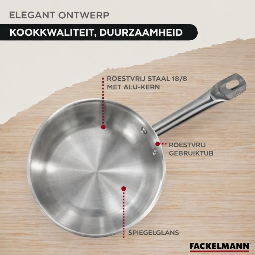 Fackelmann 9201050B88 Kookset RVS - 3 Potten 16/20/24cm + 2 Pannen 20/24cm - 5 Stuks Keukengerei