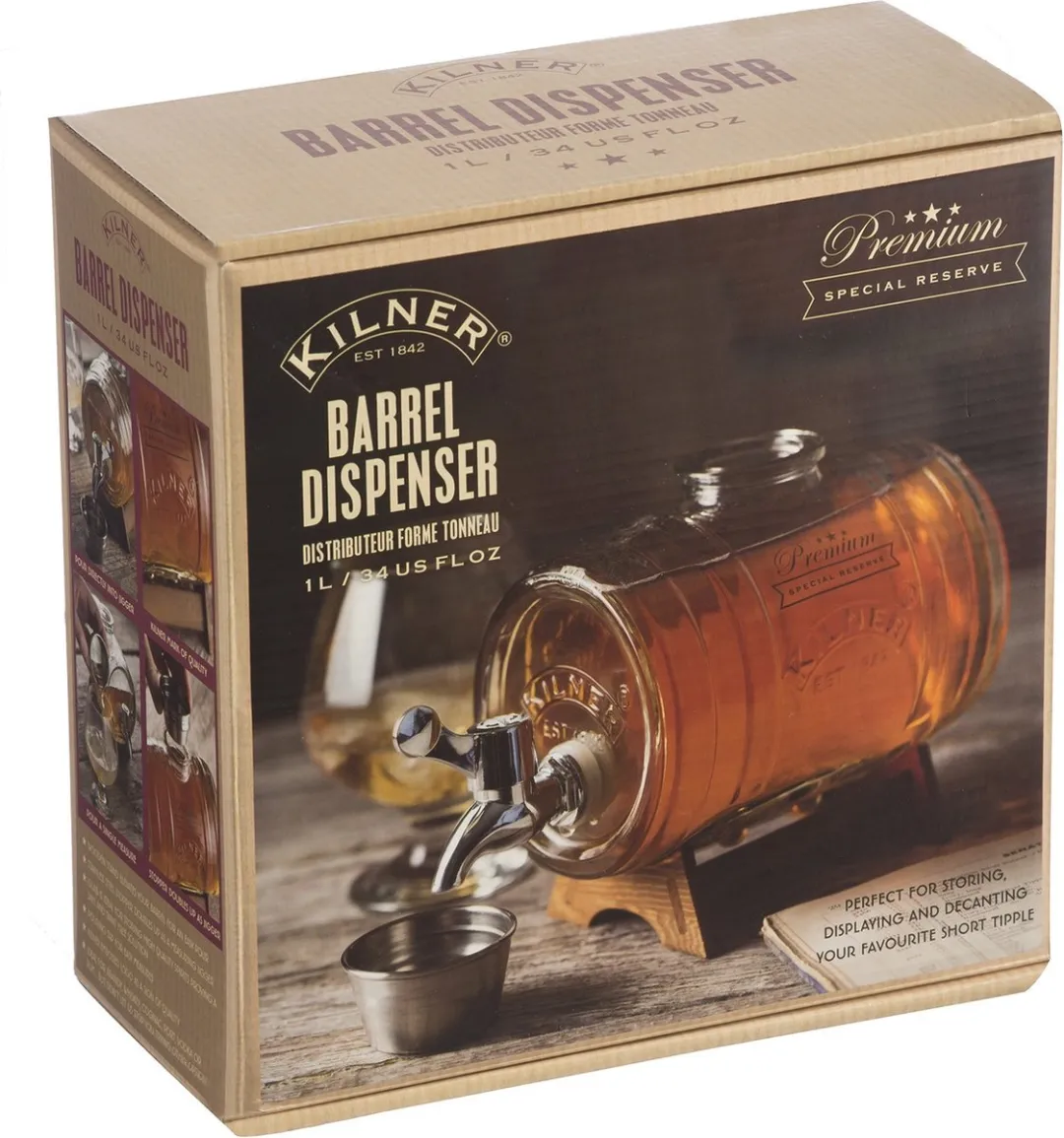 Kilner Drankendispenser Barrel 1L - Bruin - afbeelding 6 van 6