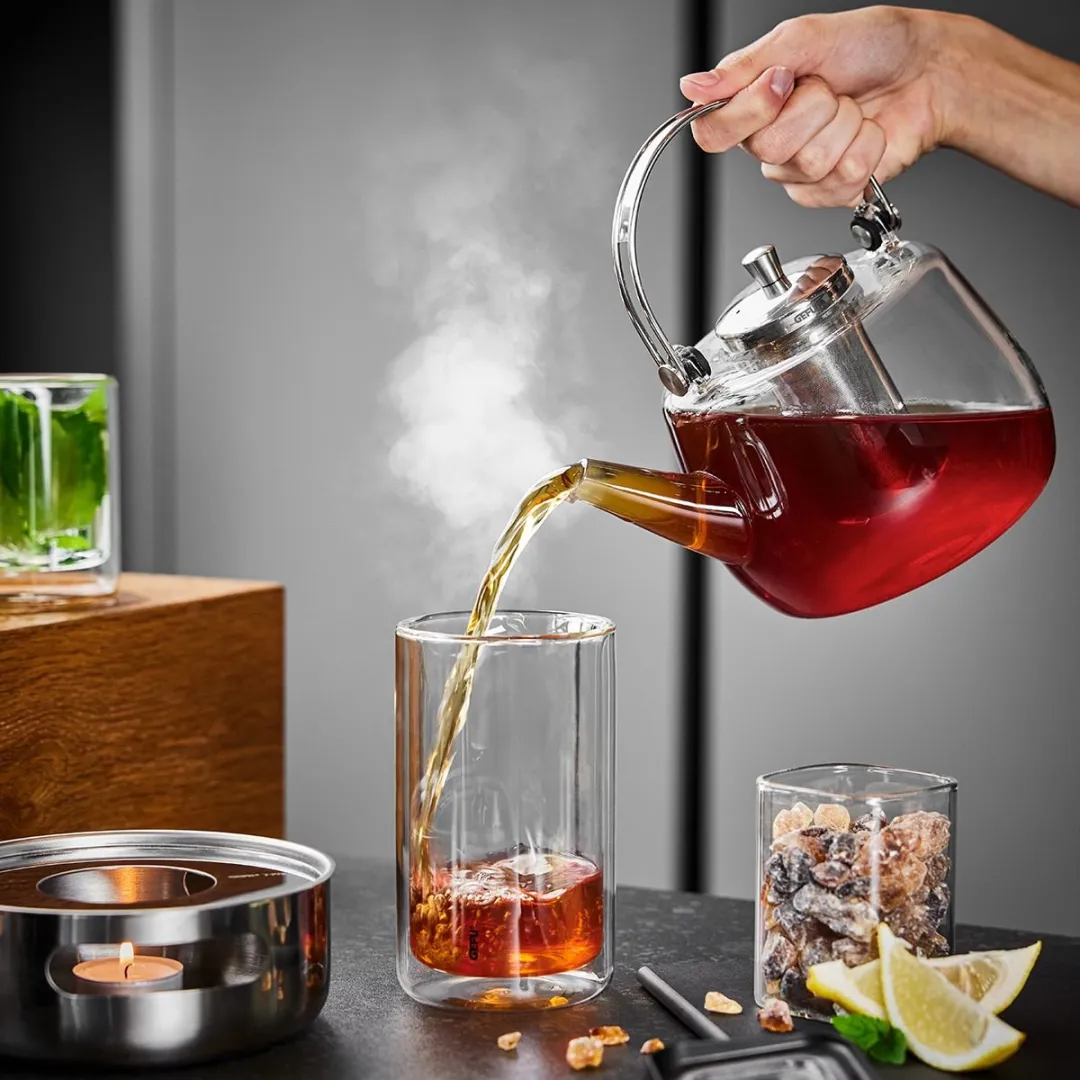 GEFU INFUSA Theepot 1L - Glas met RVS filter - 19.5x18x12.5cm