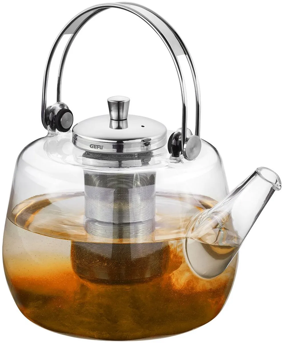GEFU INFUSA Theepot 1L - Glas met RVS filter - 19.5x18x12.5cm