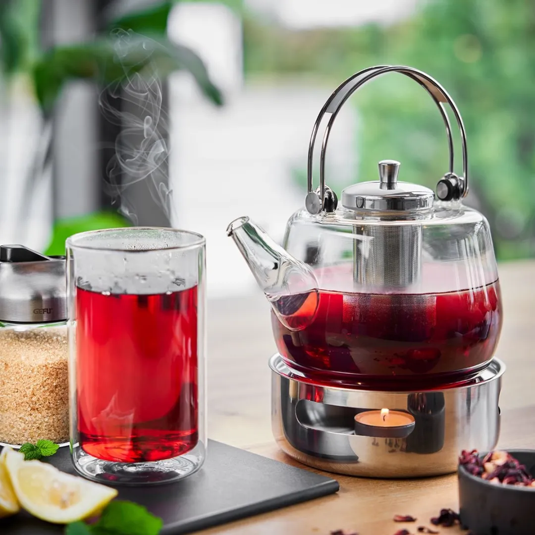 GEFU INFUSA Theepot 1L - Glas met RVS filter - 19.5x18x12.5cm