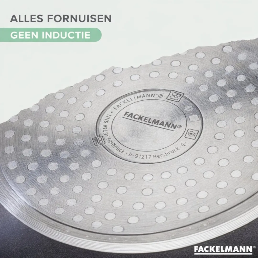 Fackelmann 9221250B88 Pan Set - 4 Stuks 16/18/20cm + 5 Vario Keukengerei - Zwart/Groen