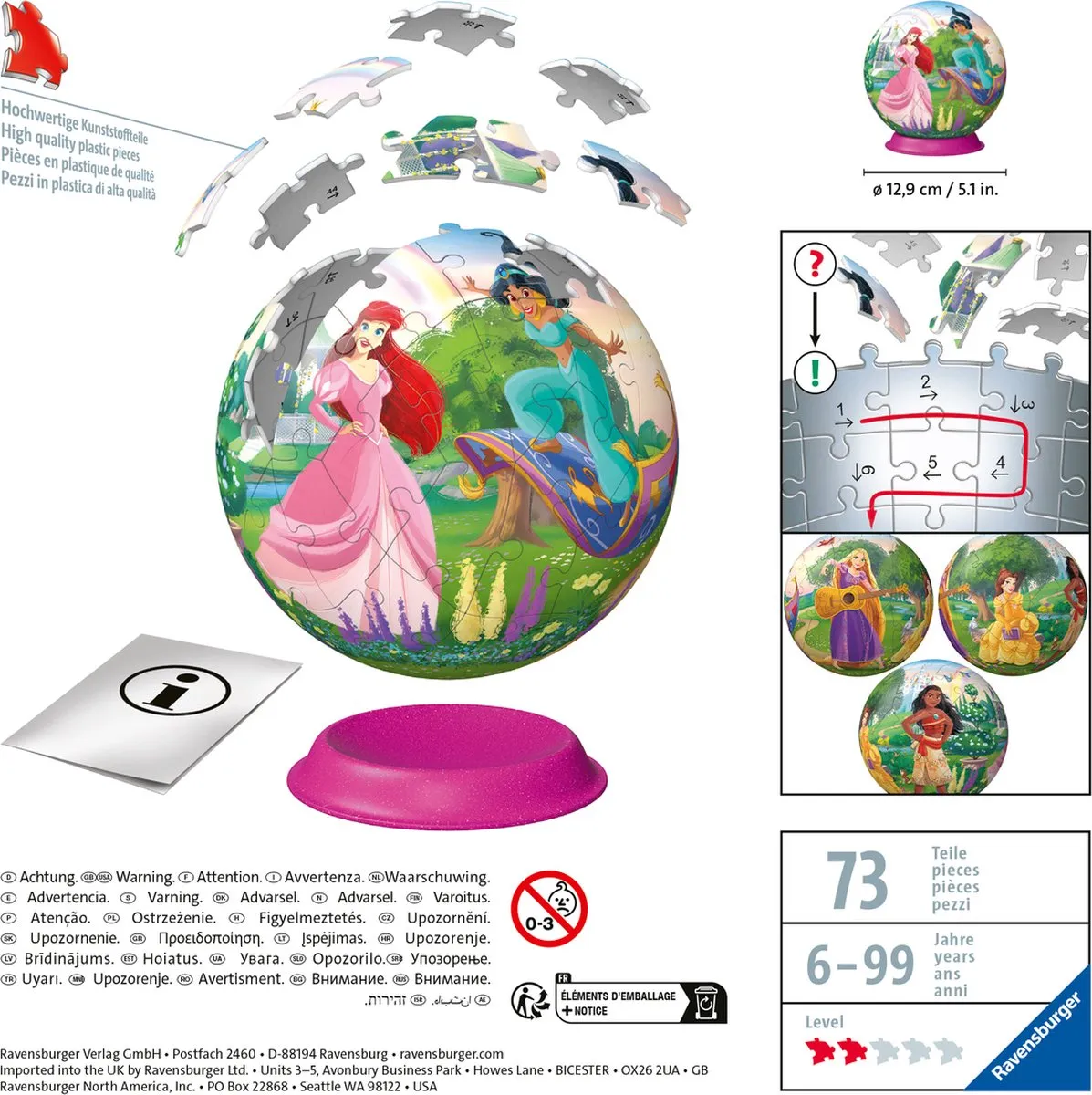 Ravensburger Disney Princesses 3D Puzzel 72 Stuks - Multicolor