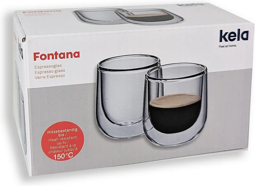 Kela Fontana Espressoglazen 60ml - Set van 2 - Transparant