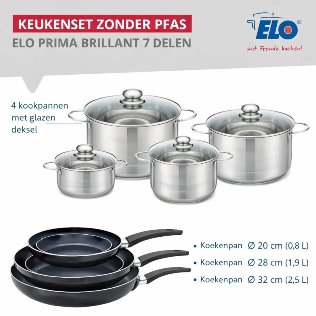 Fackelmann Elo 9749250 Keukenset 7-delig - Inductie - Zwart
