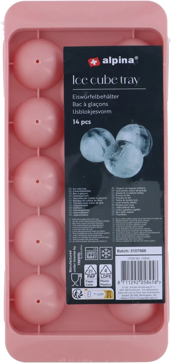 Alpina IJsblokjesvorm Schaaltje - Roze